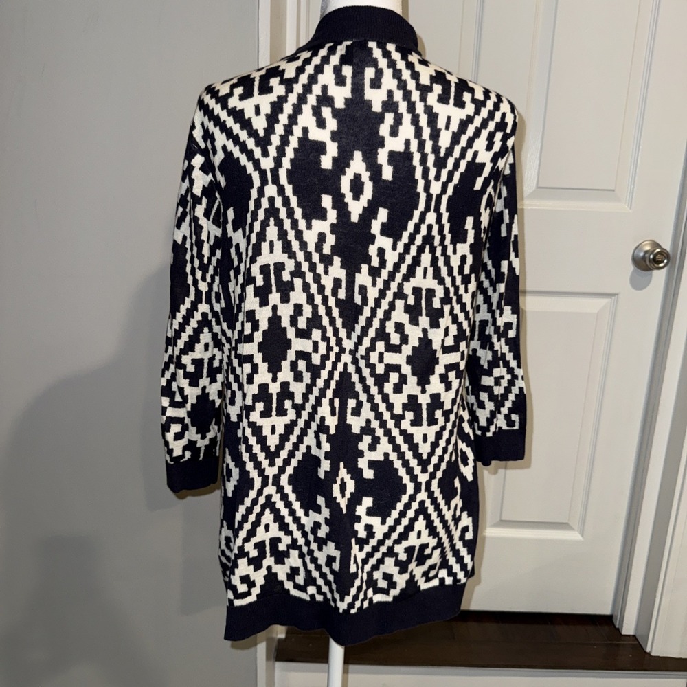 Talbots Womens Linen Knit Cardigan Open Front Sz Lp Beach Lightweight Blue White - Picture 4 of 10